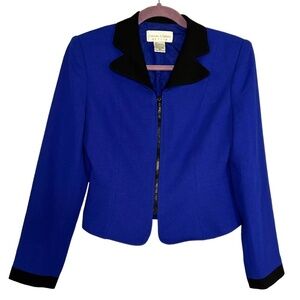 Vintage Blue and Black Petite Jacket Size 4